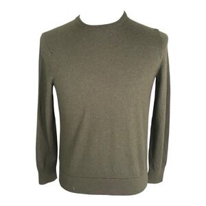 Banana Republic‎ Merino Wool Men Sz M Sweater Crewneck Cuff Green Preppy Classic